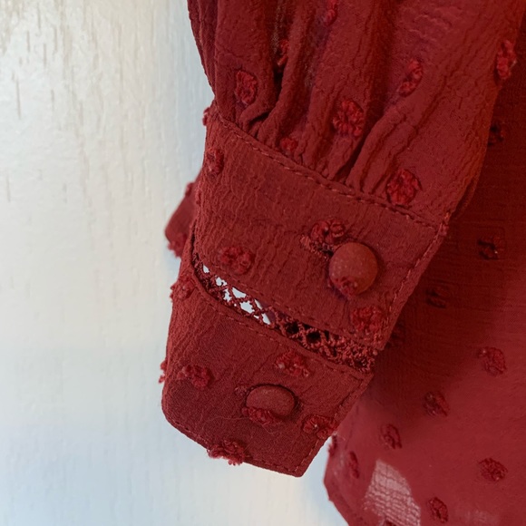 LOVE & ROSES Deep Red Blouse - Picture 3 of 5